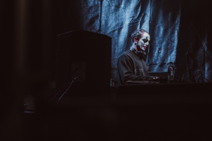 German DJ Allefarben performing in Rakican Castle during Halloween music festival.