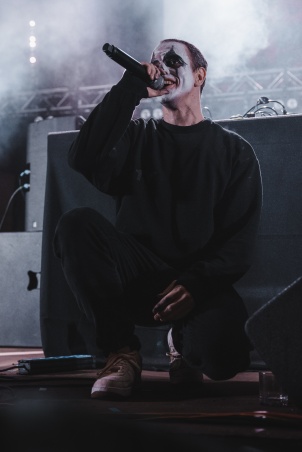 German DJ Allefarben performing in Rakican Castle during Halloween music festival.