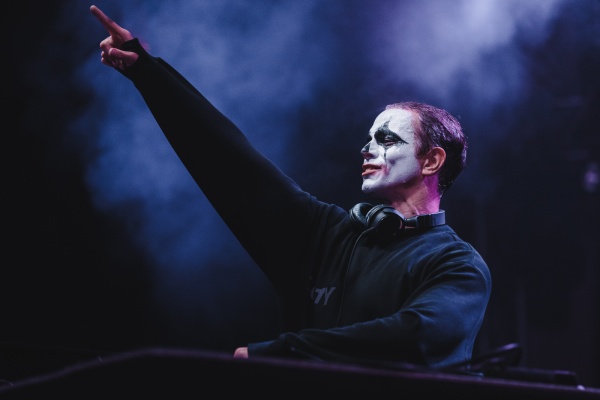 German DJ Allefarben performing in Rakican Castle during Halloween music festival.